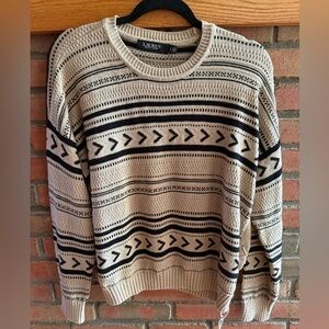 Ralph Lauren Beige and Black Patterned Crew Neck Sweater